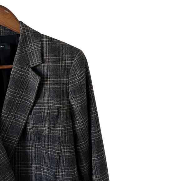 Theory Piazza Wool Blend Double Breasted Plaid Blazer/Jacket Size 6 - Picture 8 of 16